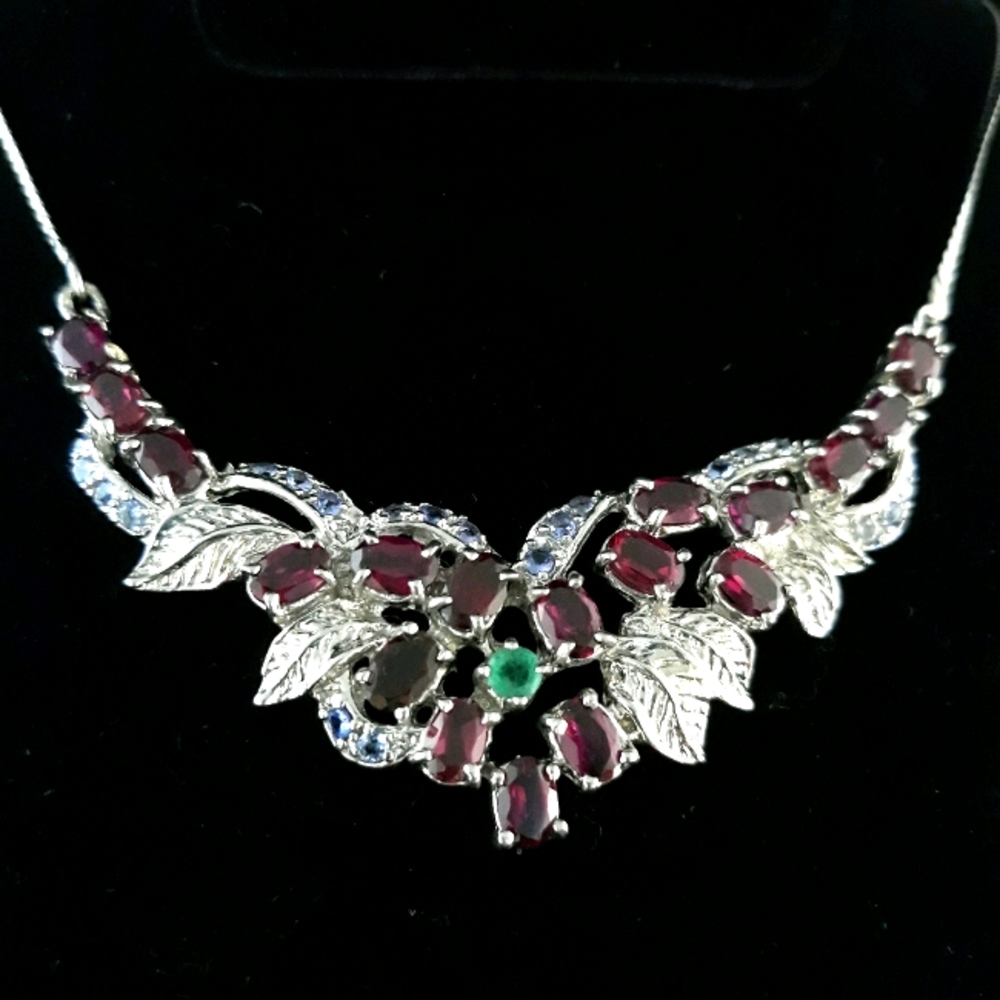 Rhodolite Garnet Sterling Silver Necklace